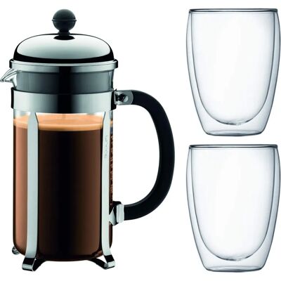 Bodum Chambord French Press - 8 Tazze - 1L + 2 Bicchieri Bodum Chambord French Press - 8 Tazze - 1L + 2 Bicchieri