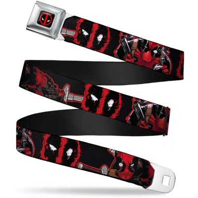 Buckle-Down - Deadpool Logo Seatbelt - Full Cover - Belt Buckle-Down - Deadpool Logo Seatbelt - Full Cover - Belt