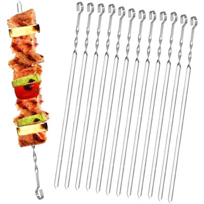 Homealexa 20 Stück BBQ Kebab Fleischspieße- Edelstahl Flache Metallspieße 15 Zoll Homealexa 20 Stück BBQ Kebab Fleischspieße- Edelstahl Flache Metallspieße 15 Zoll