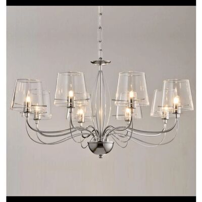 KOSILUM Marque Chandelier 8 Lumières en Verre Transparent - Type de Produit - Publicité KOSILUM Marque Chandelier 8 Lumières en Verre Transparent - Type de Produit - Publicité