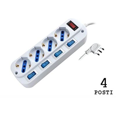 Propart Multipresa - 4 prese con bipasso e Schuko - Protezione sovraccarico Propart Multipresa - 4 prese con bipasso e Schuko - Protezione sovraccarico