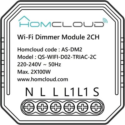HOMCLOUD Dimmer Wi-Fi Intelligente - 2 Canali, Installazione Facile HOMCLOUD Dimmer Wi-Fi Intelligente - 2 Canali, Installazione Facile