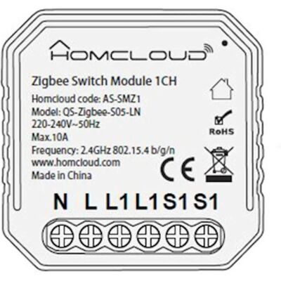 HOMCLOUD Modello AS-SMZ1 Interruttore Zigbee Wireless - Modulo Interruttore Luce HOMCLOUD Modello AS-SMZ1 Interruttore Zigbee Wireless - Modulo Interruttore Luce