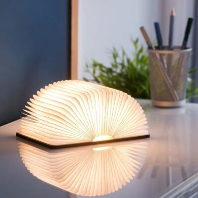 Lampe de livre mini en noyer Gingko - Lumière LED chaude portable - Publicité Lampe de livre mini en noyer Gingko - Lumière LED chaude portable - Publicité