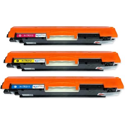 Go Inks Model CE311A, CE312A, CE313A Cyan Magenta Yellow - Laser Toner Cartridges Go Inks Model CE311A, CE312A, CE313A Cyan Magenta Yellow - Laser Toner Cartridges