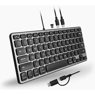 Teclado Macally UCAMINIZHUB - Negro, Gris - MacOS, Hub USB Teclado Macally UCAMINIZHUB - Negro, Gris - MacOS, Hub USB
