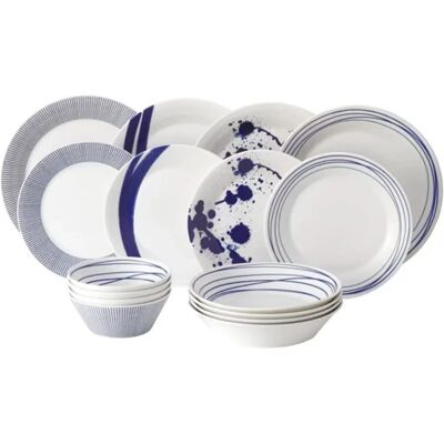 Royal Doulton Pacific Blue 16-Piece Dinnerware Set - Porcelain Royal Doulton Pacific Blue 16-Piece Dinnerware Set - Porcelain