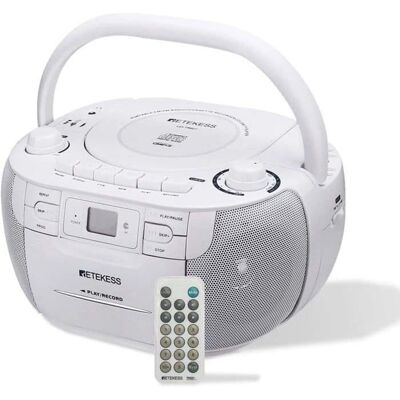 RETEKESS Retecess TR621 Boombox - Radio FM, CD, Cassette, USB, TF, Télécommande - Publicité RETEKESS Retecess TR621 Boombox - Radio FM, CD, Cassette, USB, TF, Télécommande - Publicité