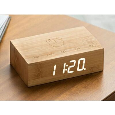 Gingko Bambus Flip Click Uhr - Wecker & LED-Display Gingko Bambus Flip Click Uhr - Wecker & LED-Display