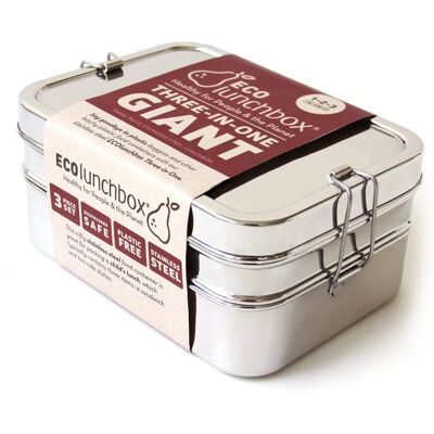 ECOlunchbox Rustfritt stål matboks Tre-i-én Gigant ECOlunchbox Rustfritt stål matboks Tre-i-én Gigant