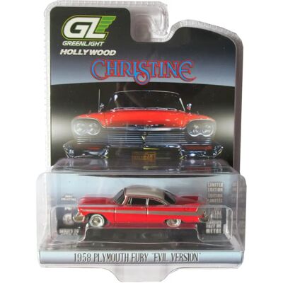 MIYAKO 1958 Plymouth Fury Rouge et Blanc Version Maléfique Christine - Modèle de Voiture Moulé 1/64 - Publicité MIYAKO 1958 Plymouth Fury Rouge et Blanc Version Maléfique Christine - Modèle de Voiture Moulé 1/64 - Publicité