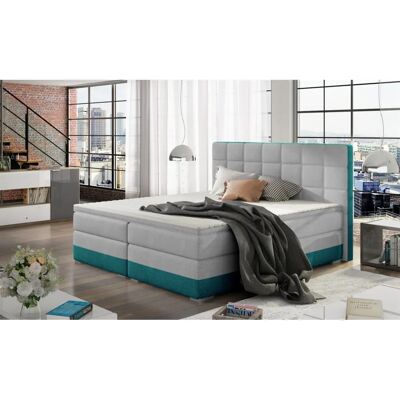 Fun Moebel - PRATO - Hellgrau/Türkis - 200x200cm - Box spring bed Fun Moebel - PRATO - Hellgrau/Türkis - 200x200cm - Box spring bed