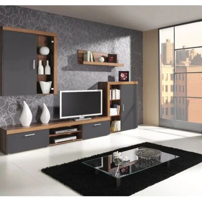 Fun Moebel - YORK - Zwetschke - Grafit - Wandwand Fun Moebel - YORK - Zwetschke - Grafit - Wandwand