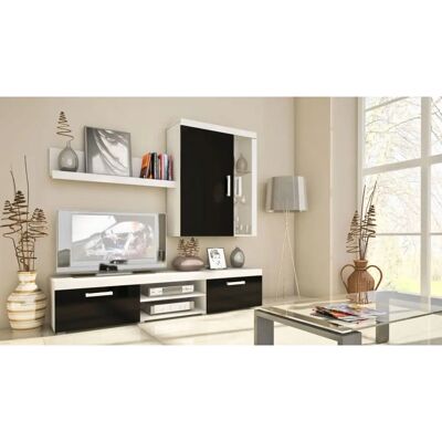 Fun Moebel - TOM - Weiß-Schwarz Hochglanz - Wall Unit Fun Moebel - TOM - Weiß-Schwarz Hochglanz - Wall Unit