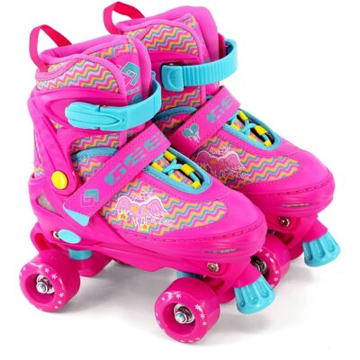 GEEZY - Kids Adjustable 4-Wheel - Pink - UK 11-1 - Roller Skates GEEZY - Kids Adjustable 4-Wheel - Pink - UK 11-1 - Roller Skates