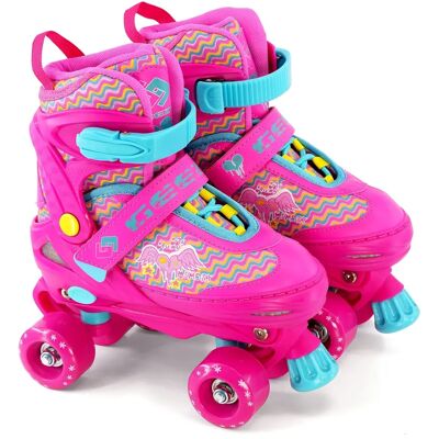GEEZY - Kids' Adjustable 4-Wheel - Pink - UK 2-4 - Roller Skates GEEZY - Kids' Adjustable 4-Wheel - Pink - UK 2-4 - Roller Skates