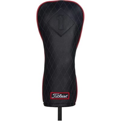 Titleist Jet Black Leather Driver Headcover - Leather, Red Trim, 2-Panel, Tour Patch Titleist Jet Black Leather Driver Headcover - Leather, Red Trim, 2-Panel, Tour Patch