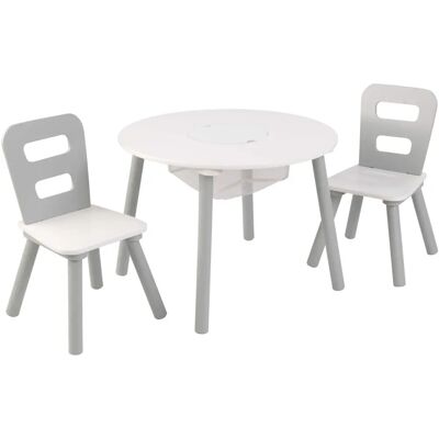 KidKraft Table Ronde avec 2 Chaises Gris/Blanc - Mobilier Enfant - Publicité KidKraft Table Ronde avec 2 Chaises Gris/Blanc - Mobilier Enfant - Publicité