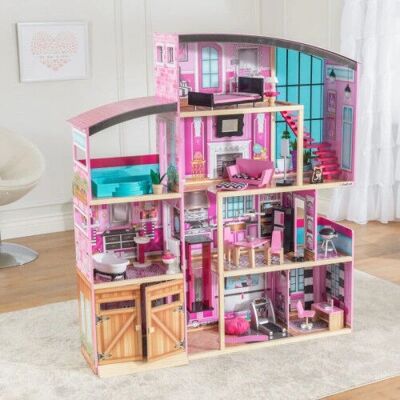 KidKraft Pink/Blau Puppenhaus - 8 Zimmer - 30+ Zubehör - Für Puppen bis 30.5cm KidKraft Pink/Blau Puppenhaus - 8 Zimmer - 30+ Zubehör - Für Puppen bis 30.5cm