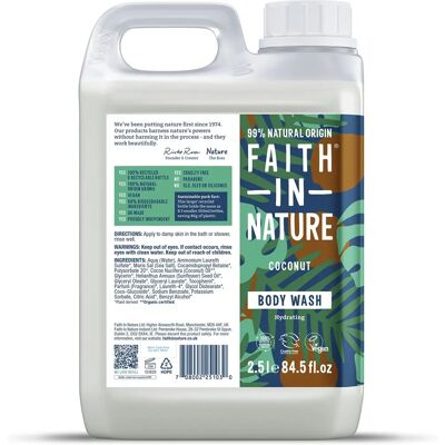 Faith In Nature Coconut Body Wash - 2.5 Litre - Natural, Vegan & Cruelty Free Faith In Nature Coconut Body Wash - 2.5 Litre - Natural, Vegan & Cruelty Free
