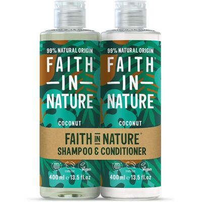 Faith In Nature Coconut Shampoo & Conditioner Set - Natural, Vegan & Cruelty Free - 2 X 400ml - Normal To Dry Hair Faith In Nature Coconut Shampoo & Conditioner Set - Natural, Vegan & Cruelty Free - 2 X 400ml - Normal To Dry Hair