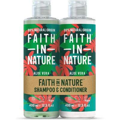 Faith in Nature Aloe Vera Shampoo & Conditioner - Naturel, Vegan & Cruelty-Free - 2 x 400ml - Publicité Faith in Nature Aloe Vera Shampoo & Conditioner - Naturel, Vegan & Cruelty-Free - 2 x 400ml - Publicité