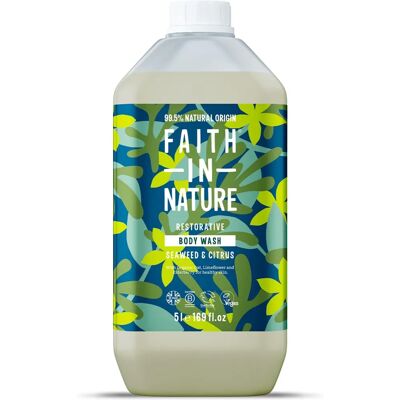 Faith In Nature Seaweed & Citrus 5L Body Wash Refill - Organic Natural Shower Gel - Vegan & Cruelty Free - Bulk Buy - Detoxifying - Antioxidant - Essential Oils Faith In Nature Seaweed & Citrus 5L Body Wash Refill - Organic Natural Shower Gel - Vegan & Cruelty Free - Bulk Buy - Detoxifying - Antioxidant - Essential Oils