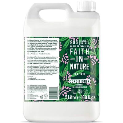 Faith In Nature Tea Tree 5L Conditioner Refill - Natural, Vegan & Cruelty Free - Paraben and SLS free - Normal To Oily Hair Faith In Nature Tea Tree 5L Conditioner Refill - Natural, Vegan & Cruelty Free - Paraben and SLS free - Normal To Oily Hair
