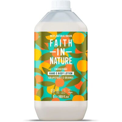 Faith In Nature Grapefruit & Orange 5L Hand & Body Lotion Refill - Organic Natural Moisturiser - Vegan & Cruelty Free Faith In Nature Grapefruit & Orange 5L Hand & Body Lotion Refill - Organic Natural Moisturiser - Vegan & Cruelty Free