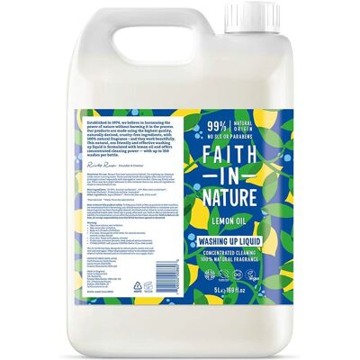 Faith In Nature Lemon Oil Super Concentrated Washing Up Liquid - 5L Refill Faith In Nature Lemon Oil Super Concentrated Washing Up Liquid - 5L Refill