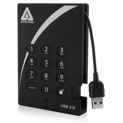 Disque Dur Externe Apricorn 1TB - USB 3.0 Sûr Noir - Publicité Disque Dur Externe Apricorn 1TB - USB 3.0 Sûr Noir - Publicité