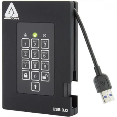 Apricorn A25-3Pl256-S2000f Black External SSD - 2TB, USB 3.0 Apricorn A25-3Pl256-S2000f Black External SSD - 2TB, USB 3.0