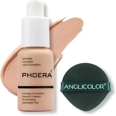 Phoera Full Coverage Liquid Foundation - Warm Peach 103 Phoera Full Coverage Liquid Foundation - Warm Peach 103