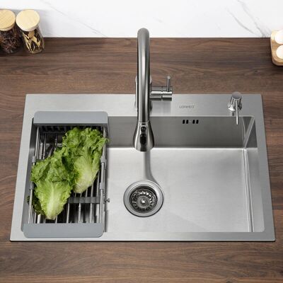 LONHEO Évier de Cuisine 68x45cm en Acier Inoxydable avec Distributeur - Publicité LONHEO Évier de Cuisine 68x45cm en Acier Inoxydable avec Distributeur - Publicité