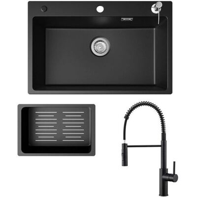 Fregadero de Cocina Cecipa Max Acero Inoxidable - 70x45cm con Escurridor y Grifo Extraíble Fregadero de Cocina Cecipa Max Acero Inoxidable - 70x45cm con Escurridor y Grifo Extraíble
