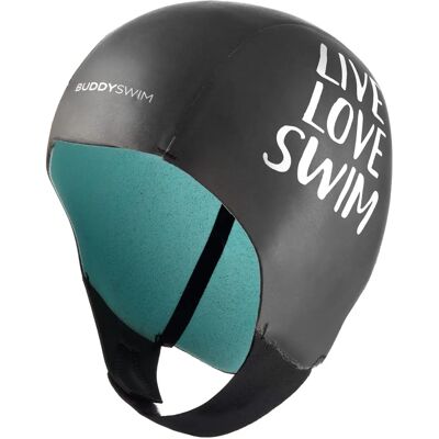 Buddyswim Neopren Badekappe - Thermischer Schutz, 2.5 mm, schwarz/blau Buddyswim Neopren Badekappe - Thermischer Schutz, 2.5 mm, schwarz/blau