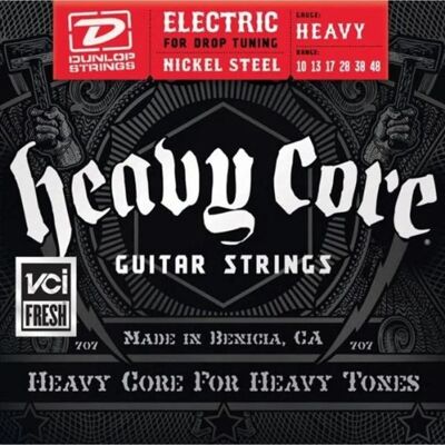 Cordes de guitare Heavy Core de Jim Dunlop - E1 à E6 - Publicité Cordes de guitare Heavy Core de Jim Dunlop - E1 à E6 - Publicité