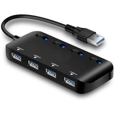 Hautstore - USB 3.0 Hub - 4 Ports - Interrupteurs individuels - Publicité Hautstore - USB 3.0 Hub - 4 Ports - Interrupteurs individuels - Publicité