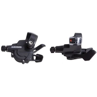 Conjunto de manetes de mudança SRAM X3 de 7 velocidades - Preto Conjunto de manetes de mudança SRAM X3 de 7 velocidades - Preto