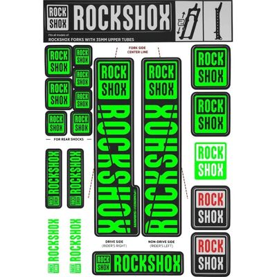 RockShox Ne05 Groene Decal Kit - Voor Pike/Lyrik/Yari/Domain/Revelation RockShox Ne05 Groene Decal Kit - Voor Pike/Lyrik/Yari/Domain/Revelation