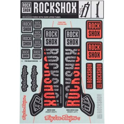 Rockshox Kit Autocollants Troy Lee Designs 35 mm Argento/Orange - Gabel Dekor Rockshox Kit Autocollants Troy Lee Designs 35 mm Argento/Orange - Gabel Dekor