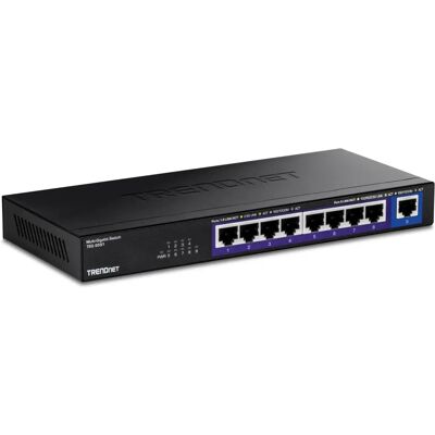 TRENDnet TEG-S591 9-Port Multi-Gigabit Switch - Wandmontage - Schwarz TRENDnet TEG-S591 9-Port Multi-Gigabit Switch - Wandmontage - Schwarz
