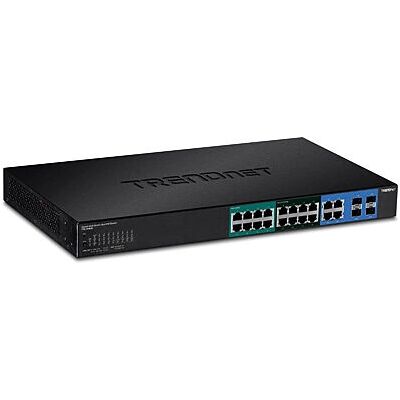 Hallittu Gigabit Ethernet -kytkin Trendnet TPE-204US - 20 porttia, rack-kiinnitys Hallittu Gigabit Ethernet -kytkin Trendnet TPE-204US - 20 porttia, rack-kiinnitys