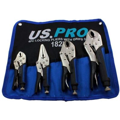 US PRO Locking Pliers - 4pc Mole Grips Adjustable Wrench Pliers US PRO Locking Pliers - 4pc Mole Grips Adjustable Wrench Pliers