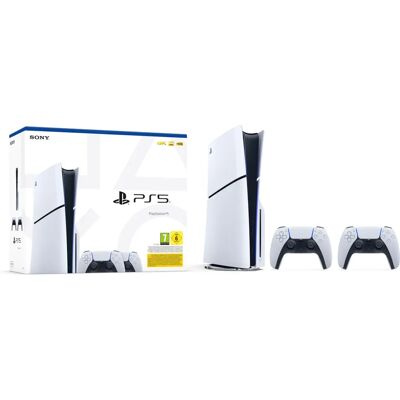 Sony PlayStation 5 Slim (PS5 Slim) - Edição Padrão + 2 Controladores DualSense Sony PlayStation 5 Slim (PS5 Slim) - Edição Padrão + 2 Controladores DualSense