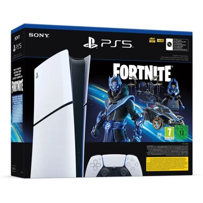 Sony PlayStation 5 Slim (PS5 Slim) Édition numérique - Pack Fortnite Cobalt Star - Publicité Sony PlayStation 5 Slim (PS5 Slim) Édition numérique - Pack Fortnite Cobalt Star - Publicité