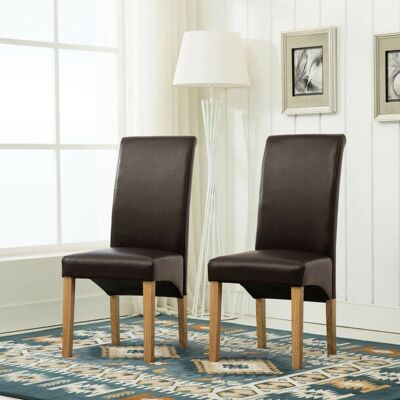MCC - Dining Chairs Set of 2 - Brown - Faux Leather - Dining Chairs MCC - Dining Chairs Set of 2 - Brown - Faux Leather - Dining Chairs