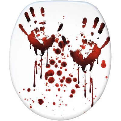 Couvercle de toilette Sanilo Blood Hands - oval, brillant, 37,7cm x 47cm, rouge & blanc - Publicité Couvercle de toilette Sanilo Blood Hands - oval, brillant, 37,7cm x 47cm, rouge & blanc - Publicité