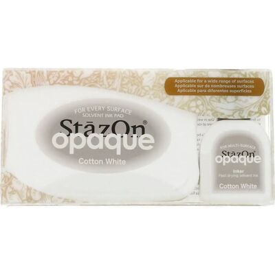 Tsukineko Cotton White StazOn Ink Pad - Multi-surface, Opaque, Refillable Tsukineko Cotton White StazOn Ink Pad - Multi-surface, Opaque, Refillable