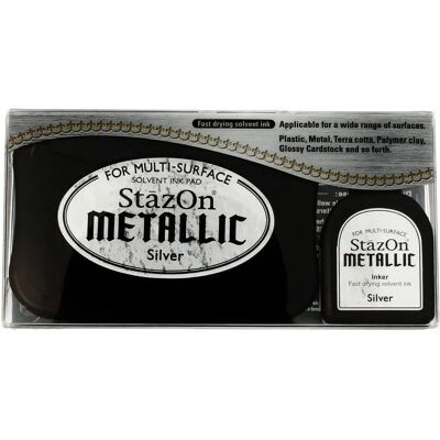 Tsukineko Silver - StazOn Metallic Ink Pad - Ink Pad Tsukineko Silver - StazOn Metallic Ink Pad - Ink Pad